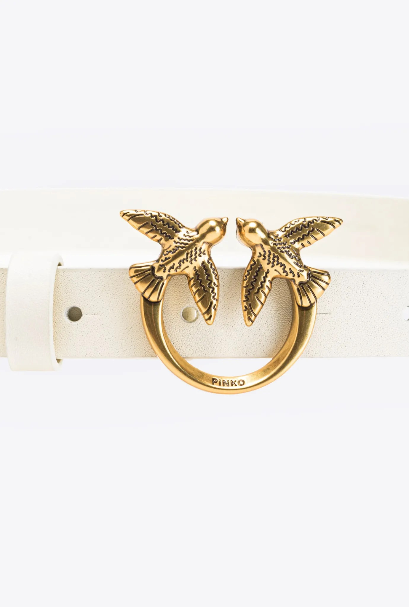 Ceintures|PINKO Fine Ceinture Love Birds Cloutee Blanc+Blanc-Or Antique