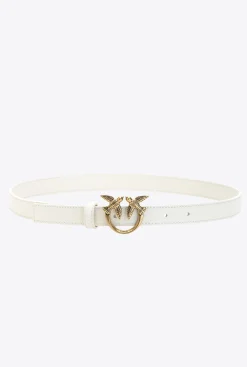 Ceintures|PINKO Fine Ceinture Love Birds En Cuir Beige G. Lame-Or Antique