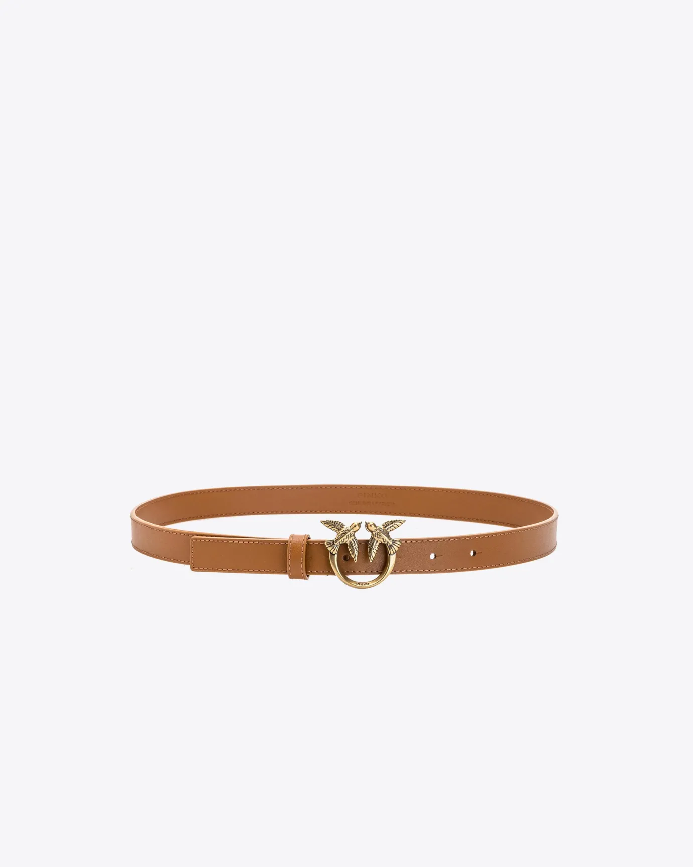 Ceintures|PINKO Fine Ceinture Love Birds En Cuir Cognac-Or Antique