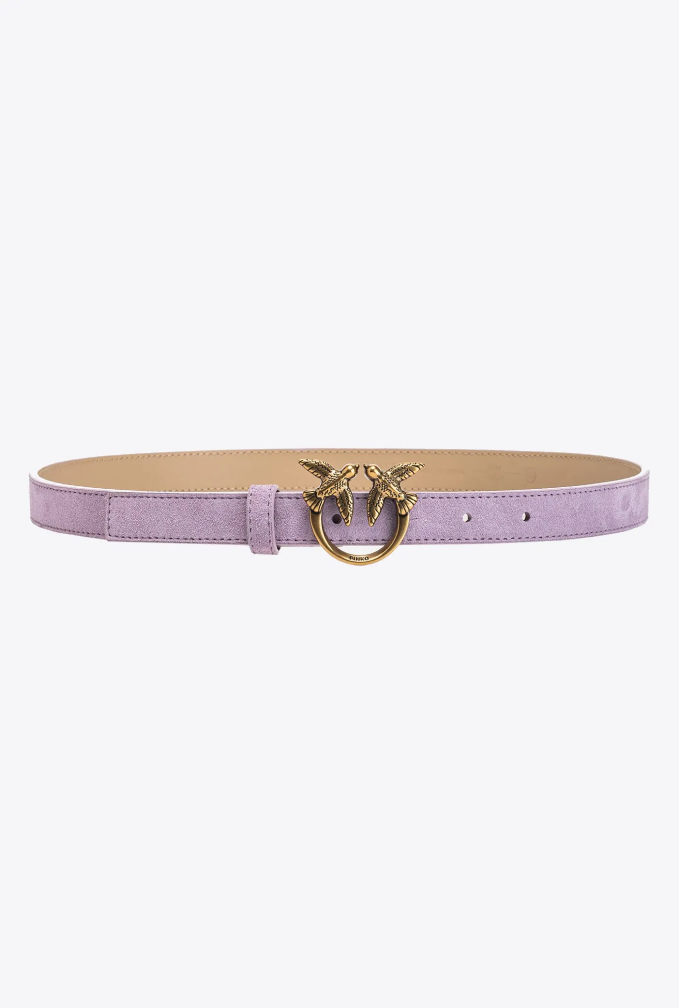 Ceintures|PINKO Fine Ceinture Love Birds En Daim Iris-Or Antique