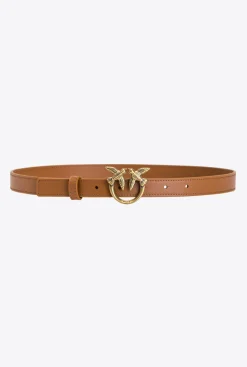 Ceintures|PINKO Fine Ceinture Love Birds En Cuir Cognac-Or Antique