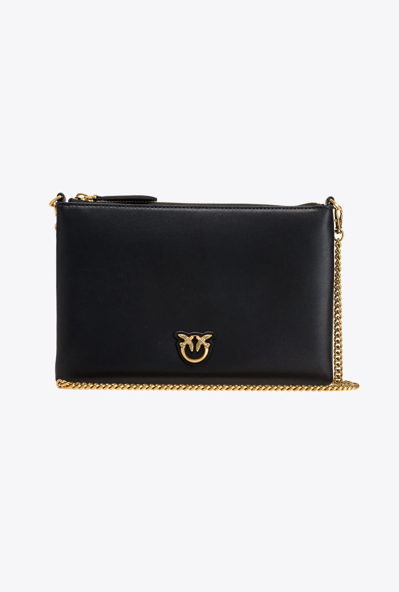 Sacs À Bandoulière|PINKO Flat Love Bag Simply Noir-Vieil Or