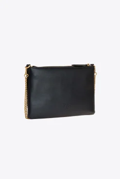 Sacs À Bandoulière|PINKO Flat Love Bag Simply Noir-Vieil Or