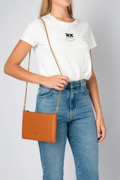 Sacs À Bandoulière|PINKO Flat Love Bag Simply Cognac-Or Antique