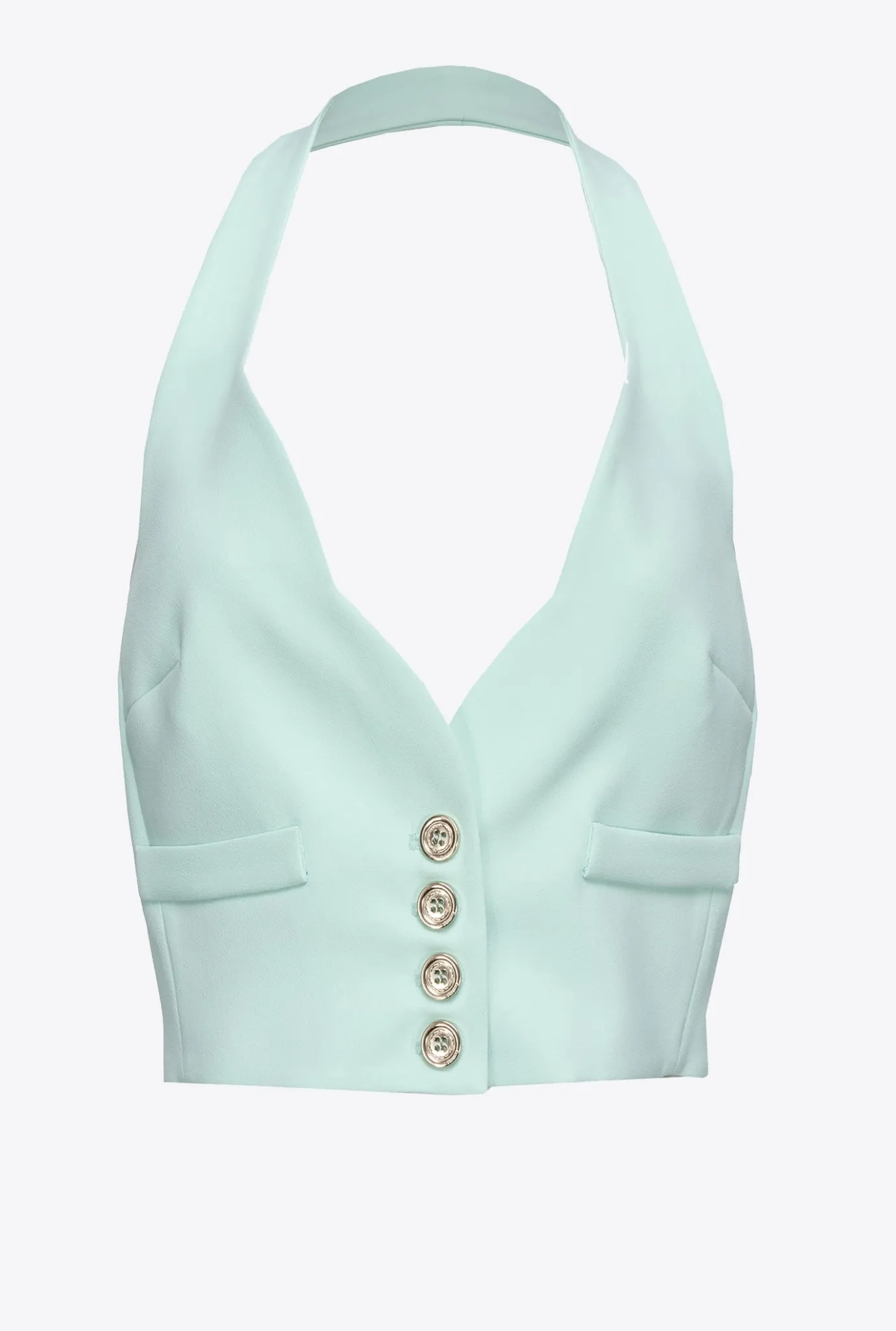 Tailleurs Et Ensembles|PINKO Gilet A Encolure Americaine Bleu Verre