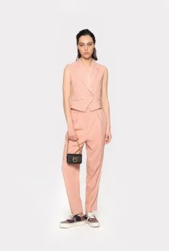 Vestes|PINKO Gilet Court En Satin Rose - Camee