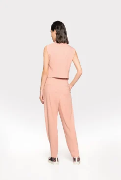 Vestes|PINKO Gilet Court En Satin Rose - Camee