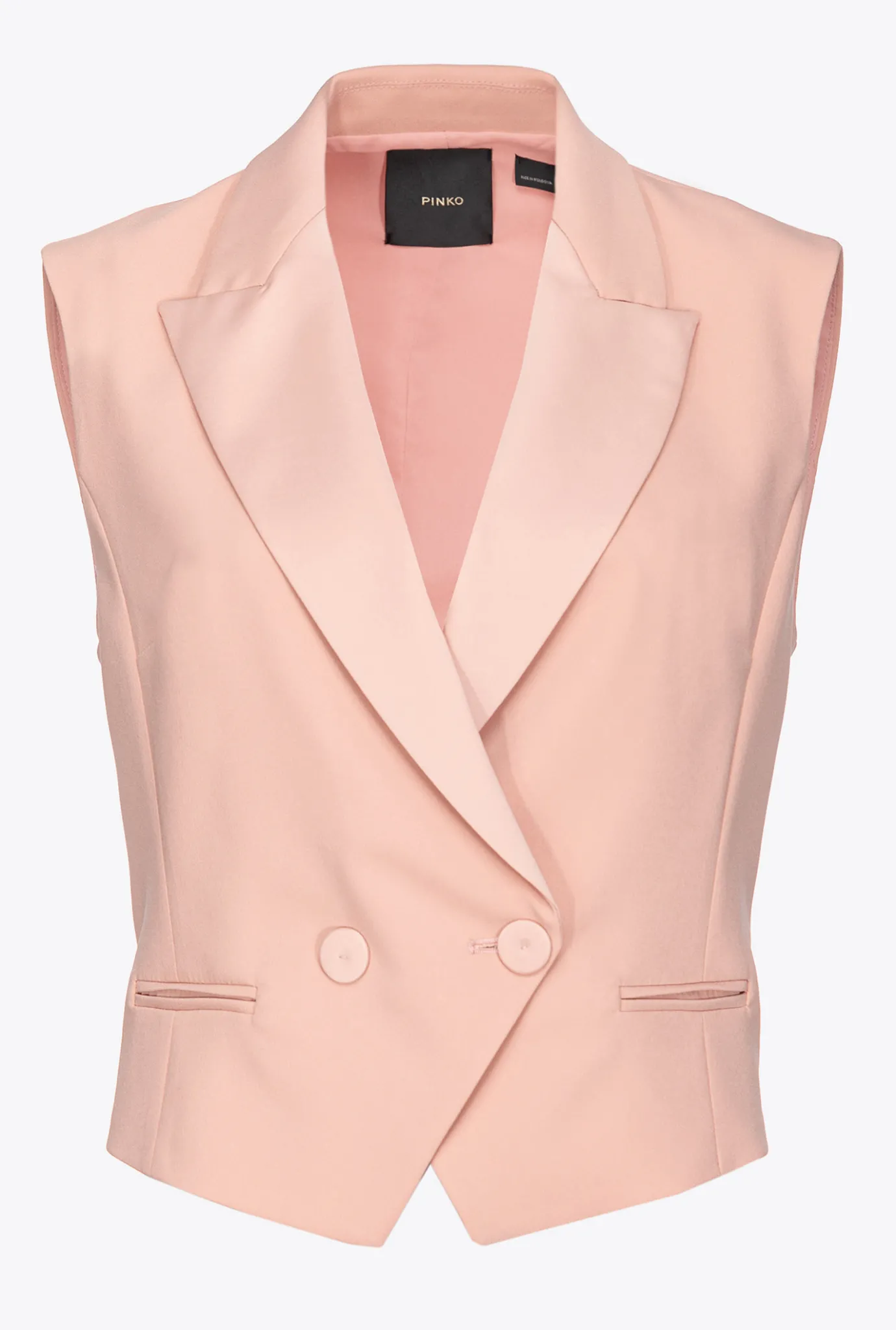 Vestes|PINKO Gilet Court En Satin Rose - Camee