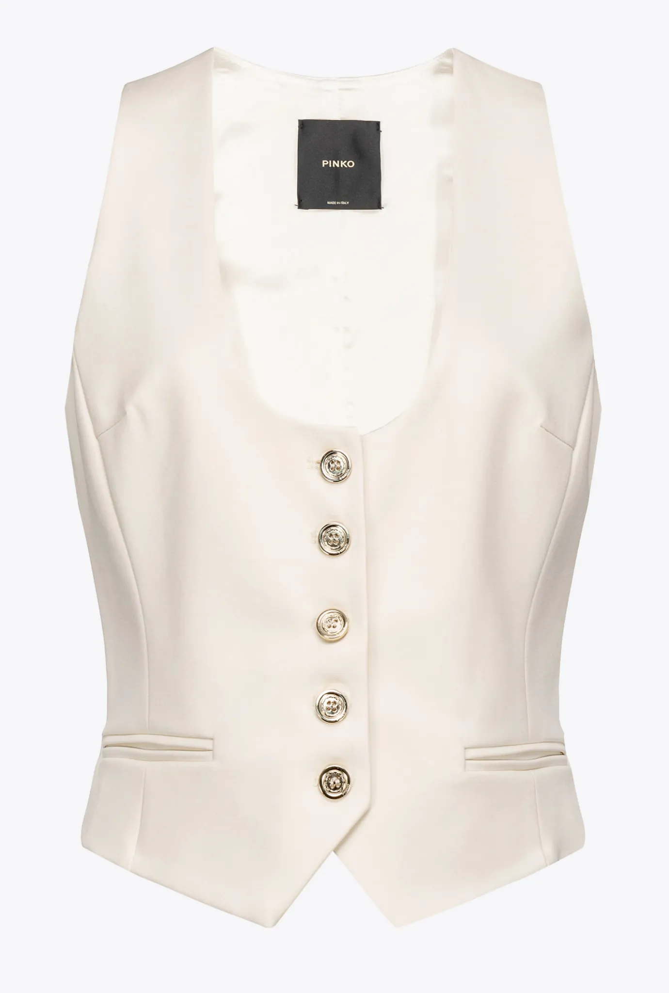 Tailleurs Et Ensembles|PINKO Gilet Court En Tissu Technique Rose Fume Blanc