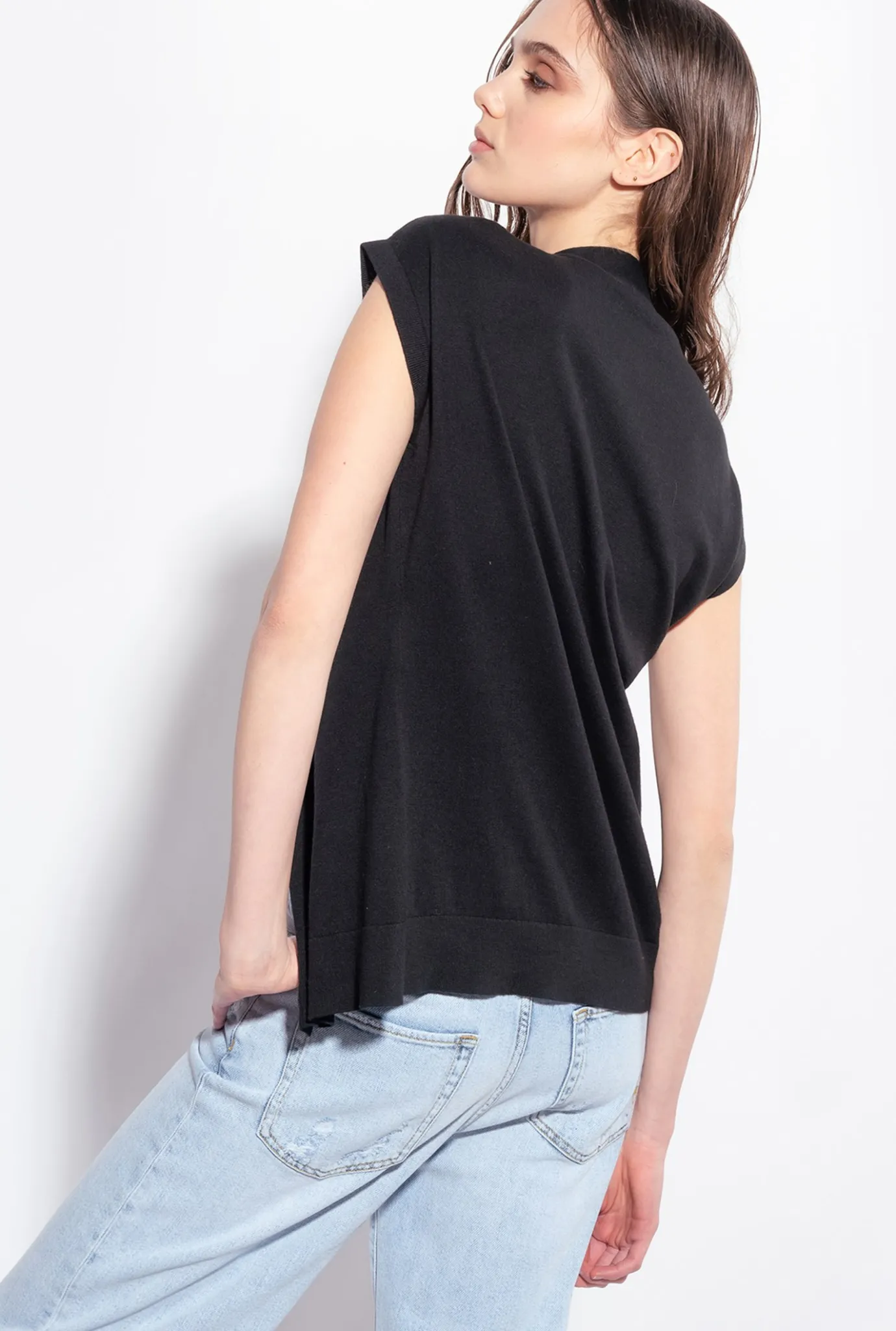 Pièces En Maille|PINKO Gilet En Maille A Boutons Bijoux Noir Limousine