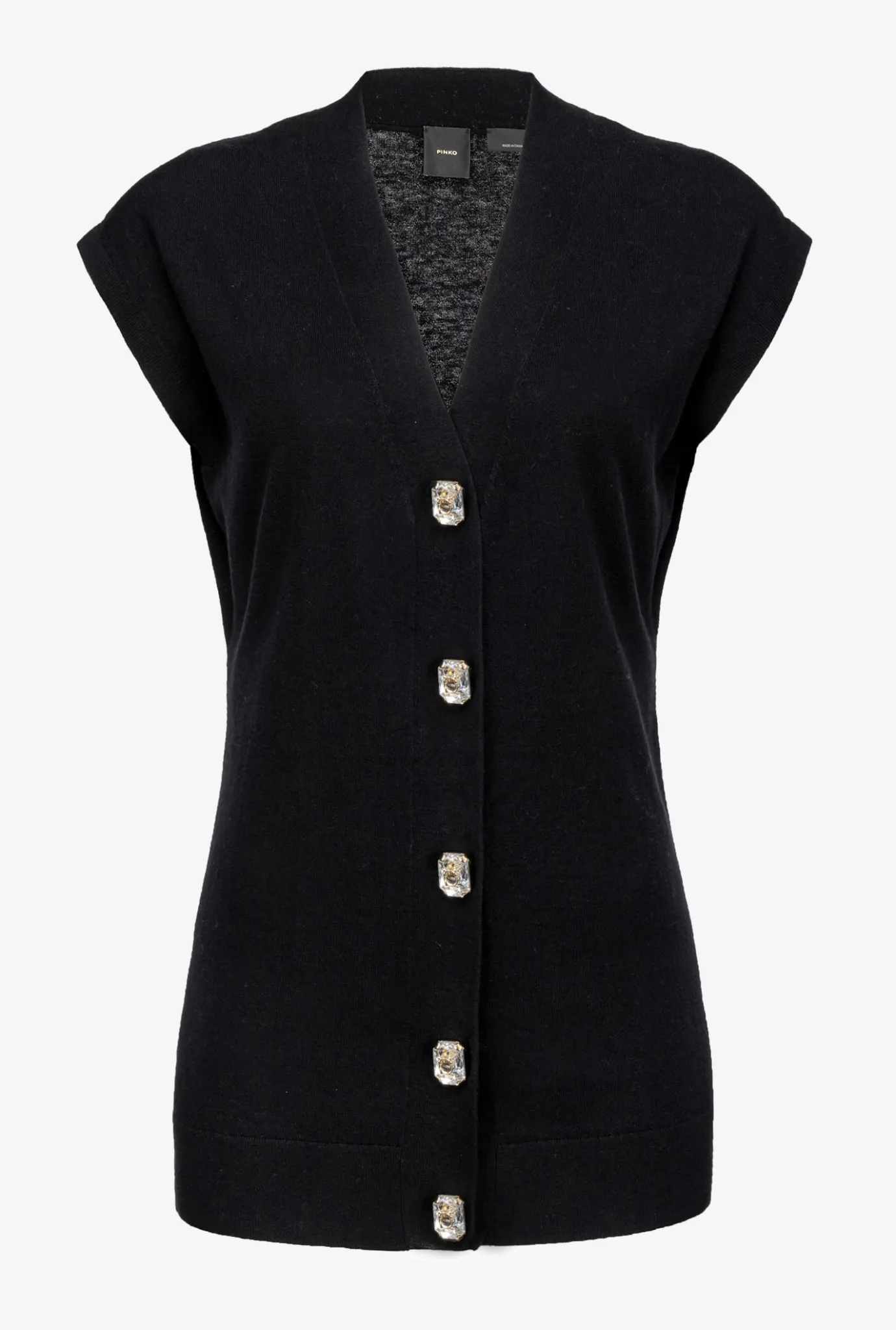 Pièces En Maille|PINKO Gilet En Maille A Boutons Bijoux Noir Limousine