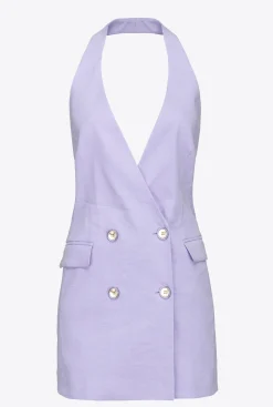 Tailleurs Et Ensembles|PINKO Gilet Long En Lin Orchidee Claire