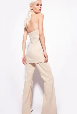 Tailleurs Et Ensembles|PINKO Gilet Long En Lin Beige Amande Glacee
