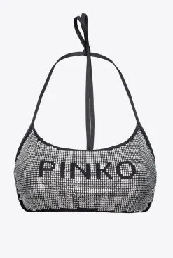 Maillots De Bain|PINKO Haut De Bikini Bandeau A Strass Noir/Cristal