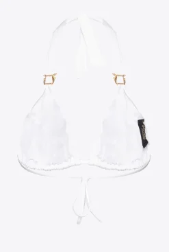 Maillots De Bain|PINKO Haut De Bikini Triangle A Boucles Love Birds Blanc Brill.