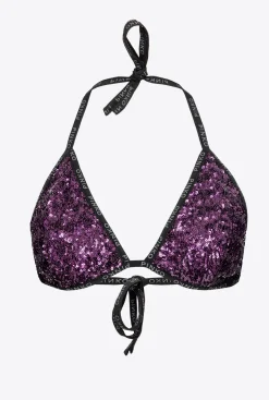 Maillots De Bain|PINKO Haut De Bikini Triangle Entierement Paillete Violet Intense