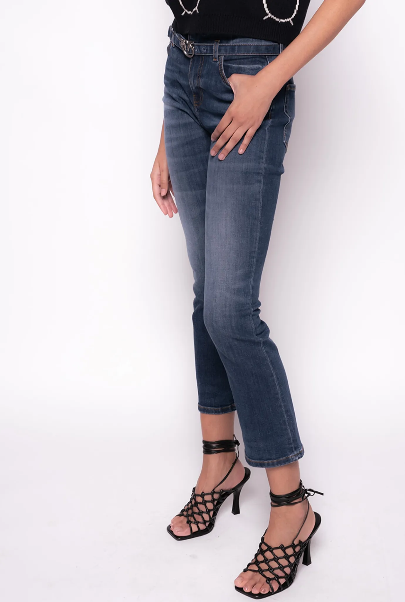 Jeans|PINKO Jean Bootcut A Ceinture Love Birds Bleu Ecusson