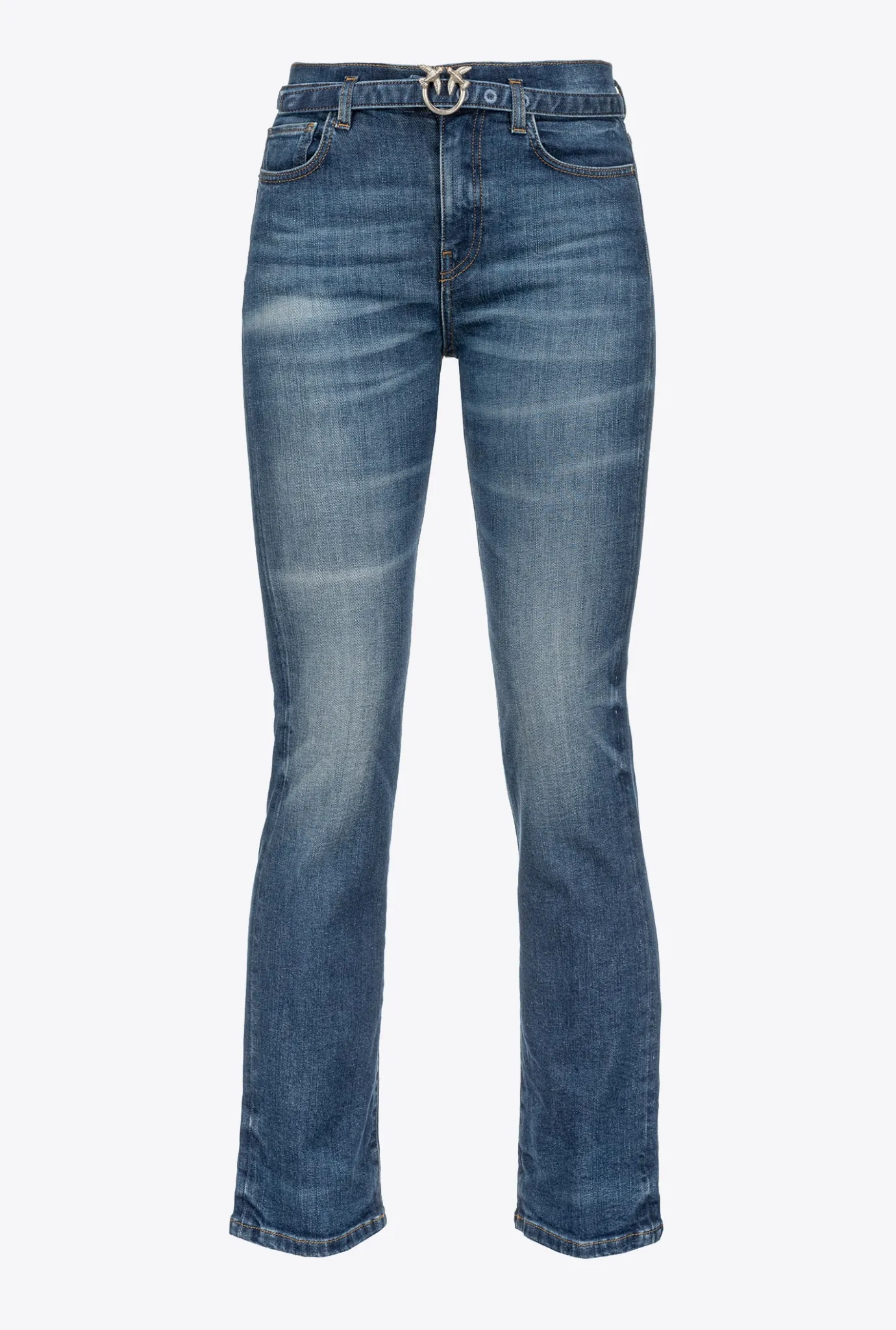 Jeans|PINKO Jean Bootcut A Ceinture Love Birds Bleu Ecusson