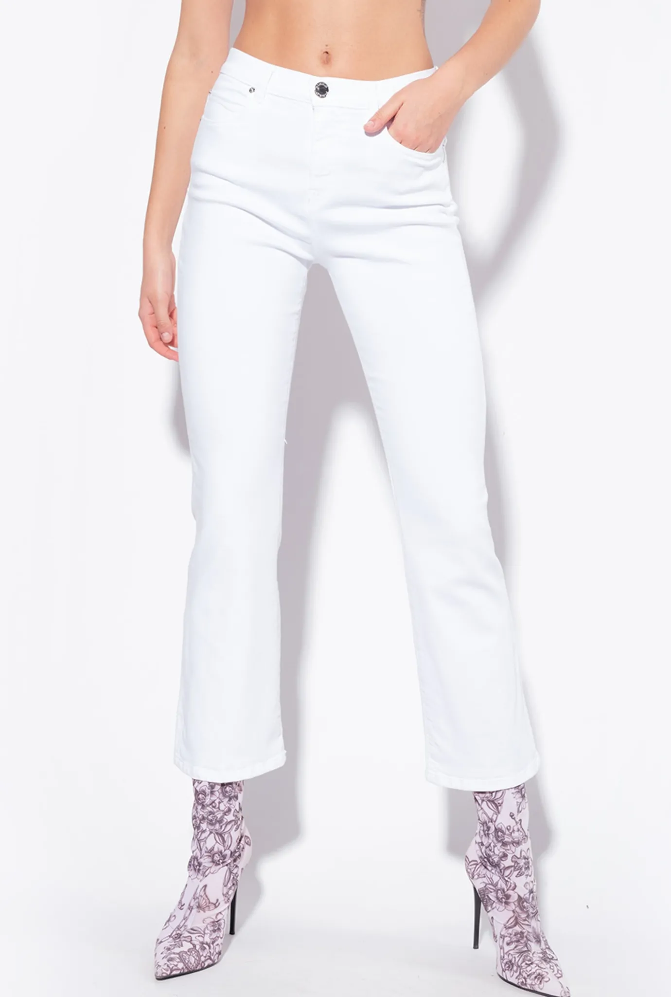 Jeans|PINKO Jean Bootcut En Bull Power Blanc Brill.