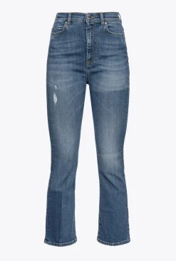 Jeans|PINKO Jean Bootcut Patchs Laser Delavage Moyen