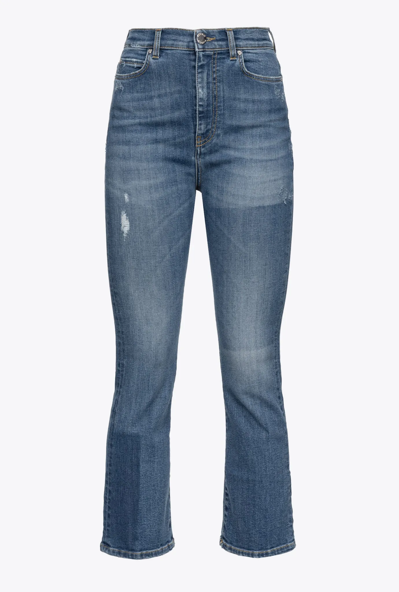 Jeans|PINKO Jean Bootcut Patchs Laser Delavage Moyen