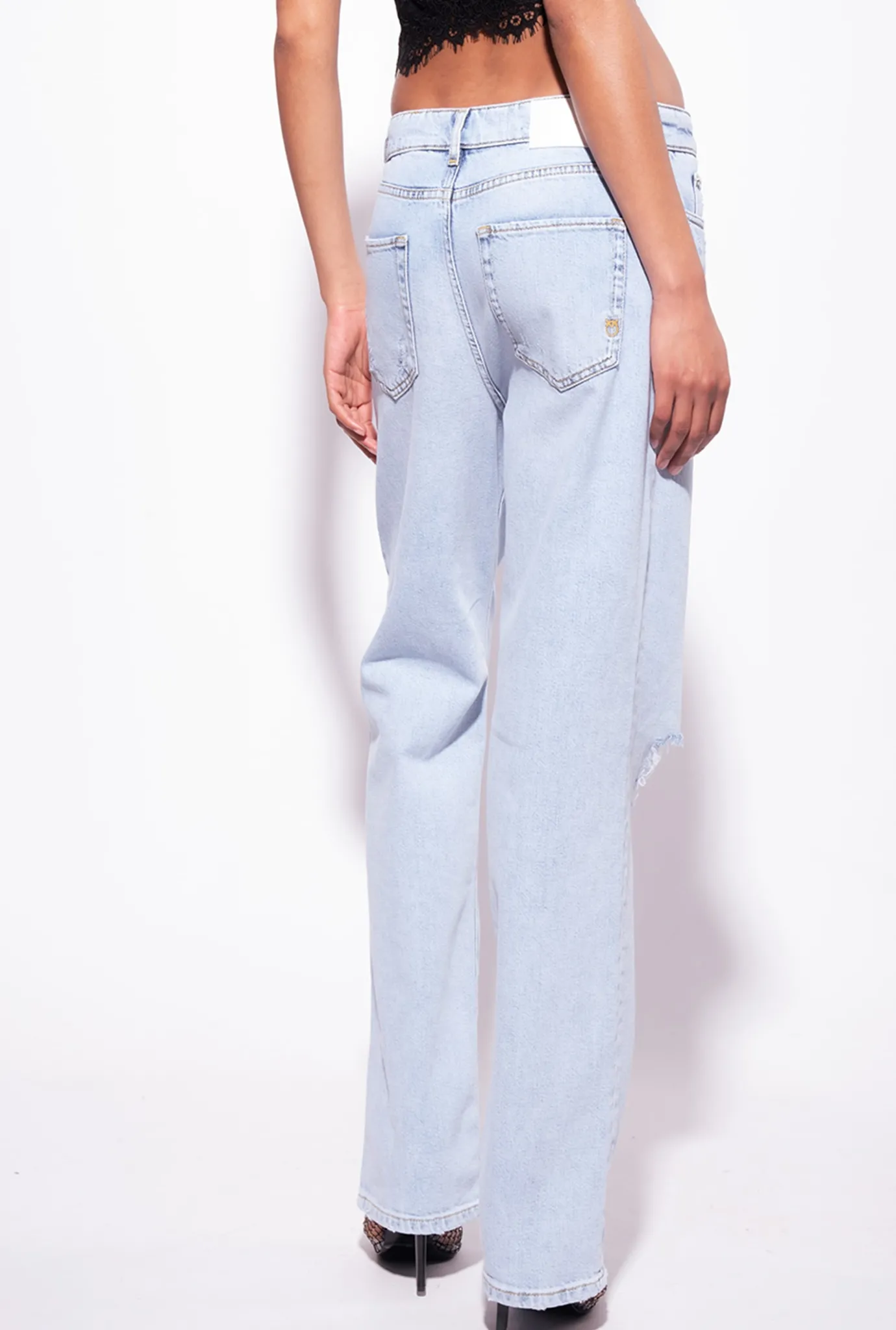 Jeans|PINKO Jean Boyfriend Dechire Delavage Marbre