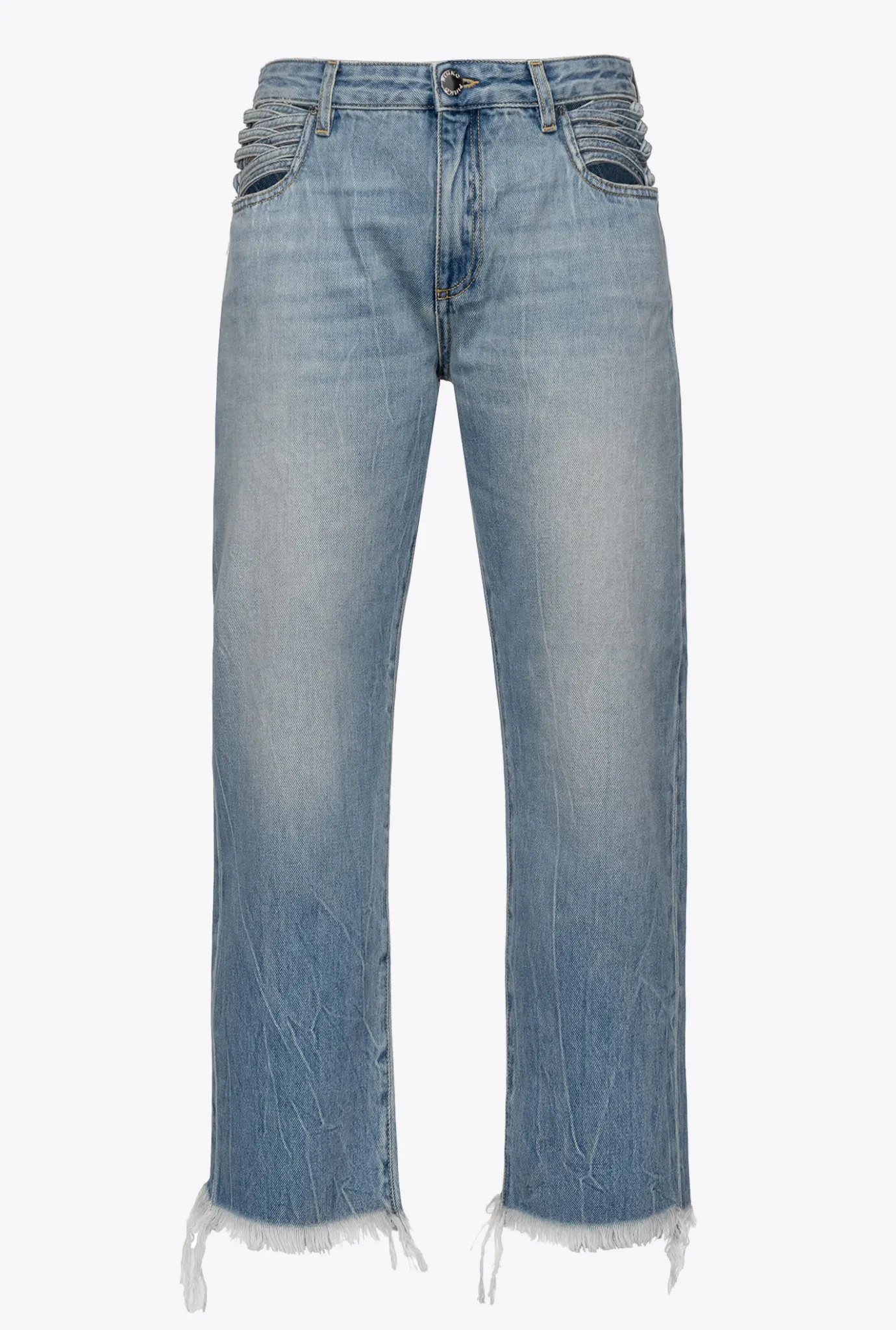Jeans|PINKO Jean Decontracte A Lacets Delavage Vintage Moyen