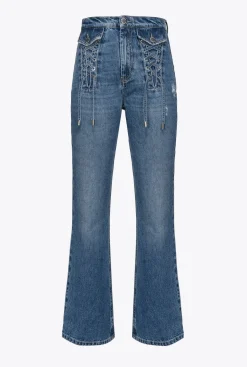 Jeans|PINKO Jean Flare A Lacets Delavage Vintage Moyen
