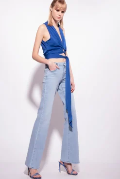 Jeans|PINKO Jean Flare A Lacets Delavage Clair Vintage