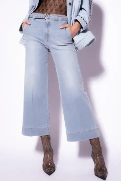 Jeans|PINKO Jean Flare Ceinture Delavage Clair Vintage
