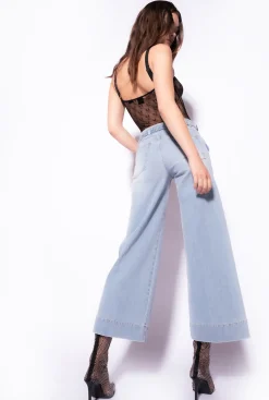 Jeans|PINKO Jean Flare Ceinture Delavage Clair Vintage