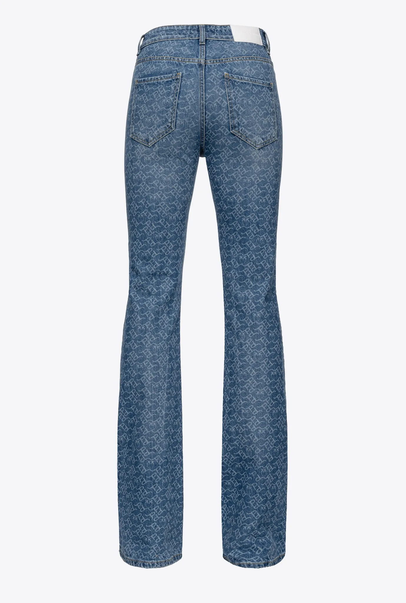 Jeans|PINKO Jean Flare En Denim A Logo Blanc/Bleu Fonce