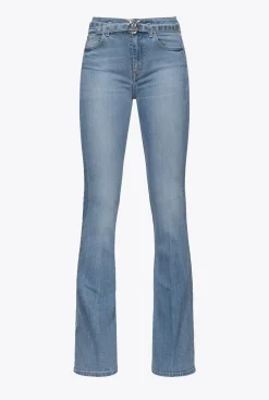 Jeans|PINKO Jean Flare En Denim Bleu Stretch Delavage Clair Moyen