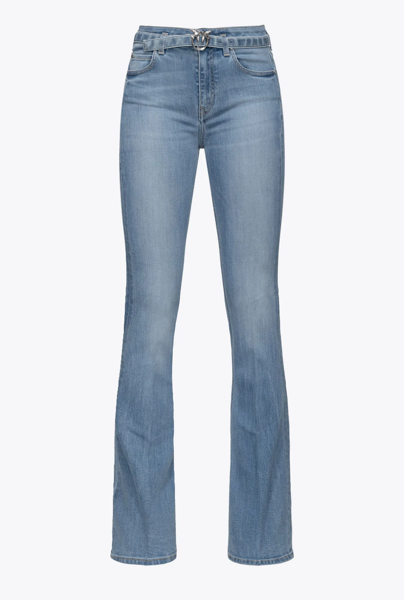Jeans|PINKO Jean Flare En Denim Bleu Stretch Delavage Clair Moyen