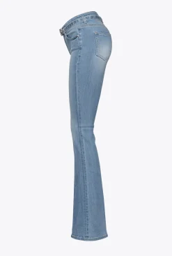 Jeans|PINKO Jean Flare En Denim Bleu Stretch Delavage Clair Moyen