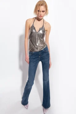 Jeans|PINKO Jean Flare En Denim Super Stretch Delavage Moyen Fonce