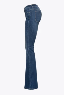 Jeans|PINKO Jean Flare En Denim Super Stretch Delavage Moyen Fonce