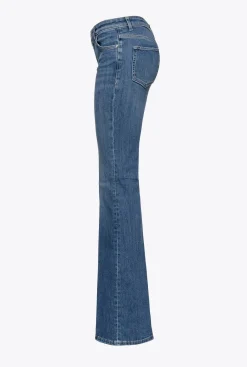Jeans|PINKO Jean Flare Taille Basse Delavage Moyen Fonce