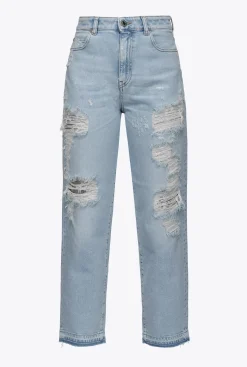 Jeans|PINKO Jean Mom Fit Dechire Delavage Clair