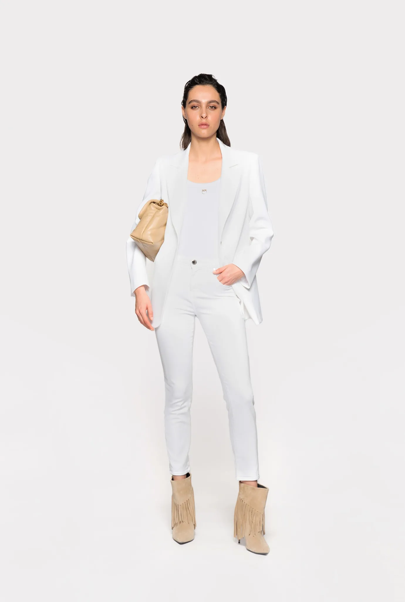 Jeans|PINKO Jean Skinny En Denim Bleu Stretch Blanc Brill.