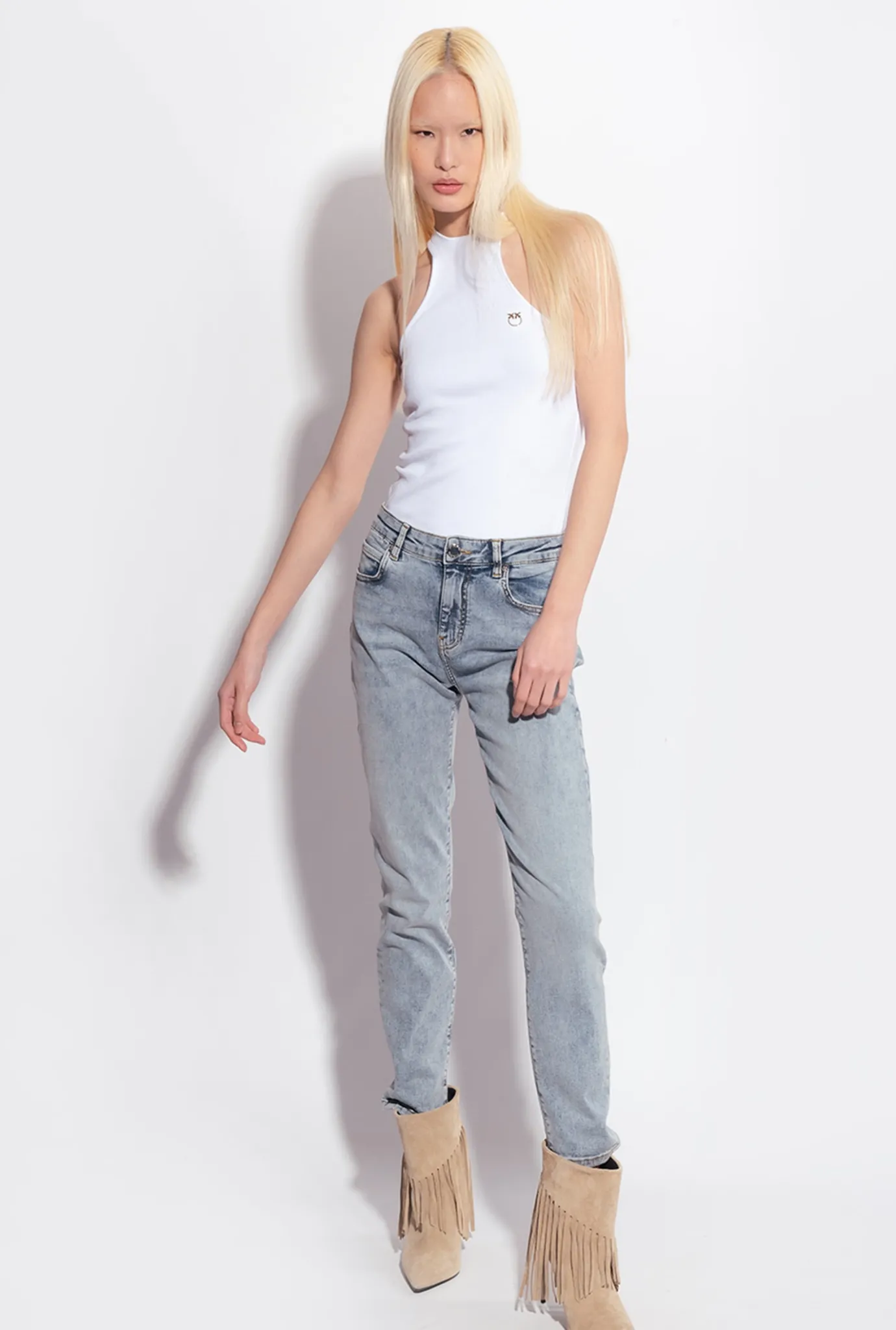 Jeans|PINKO Jean Skinny En Denim Power Stretch Use Delavage Jauni