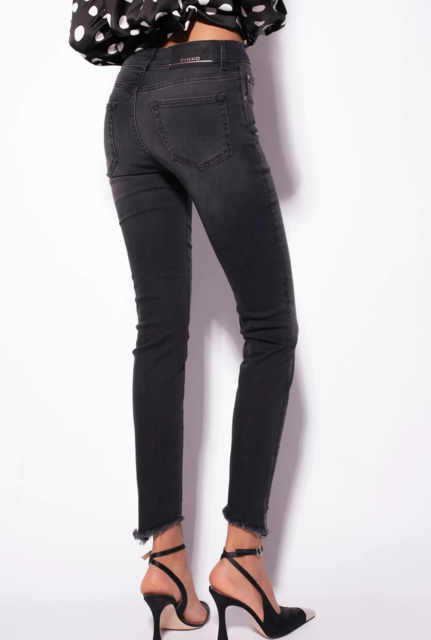 Jeans|PINKO Jean Skinny En Denim Stretch Noir Noir Limousine