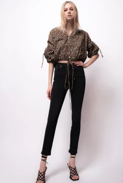 Jeans|PINKO Jean Skinny Noir Avec Ceinture Love Birds Noir Limousine