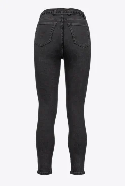 Jeans|PINKO Jean Skinny Noir Avec Ceinture Love Birds Noir Limousine