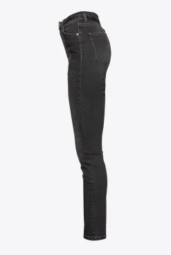 Jeans|PINKO Jean Skinny Noir Stretch Ceinture Noir Limousine