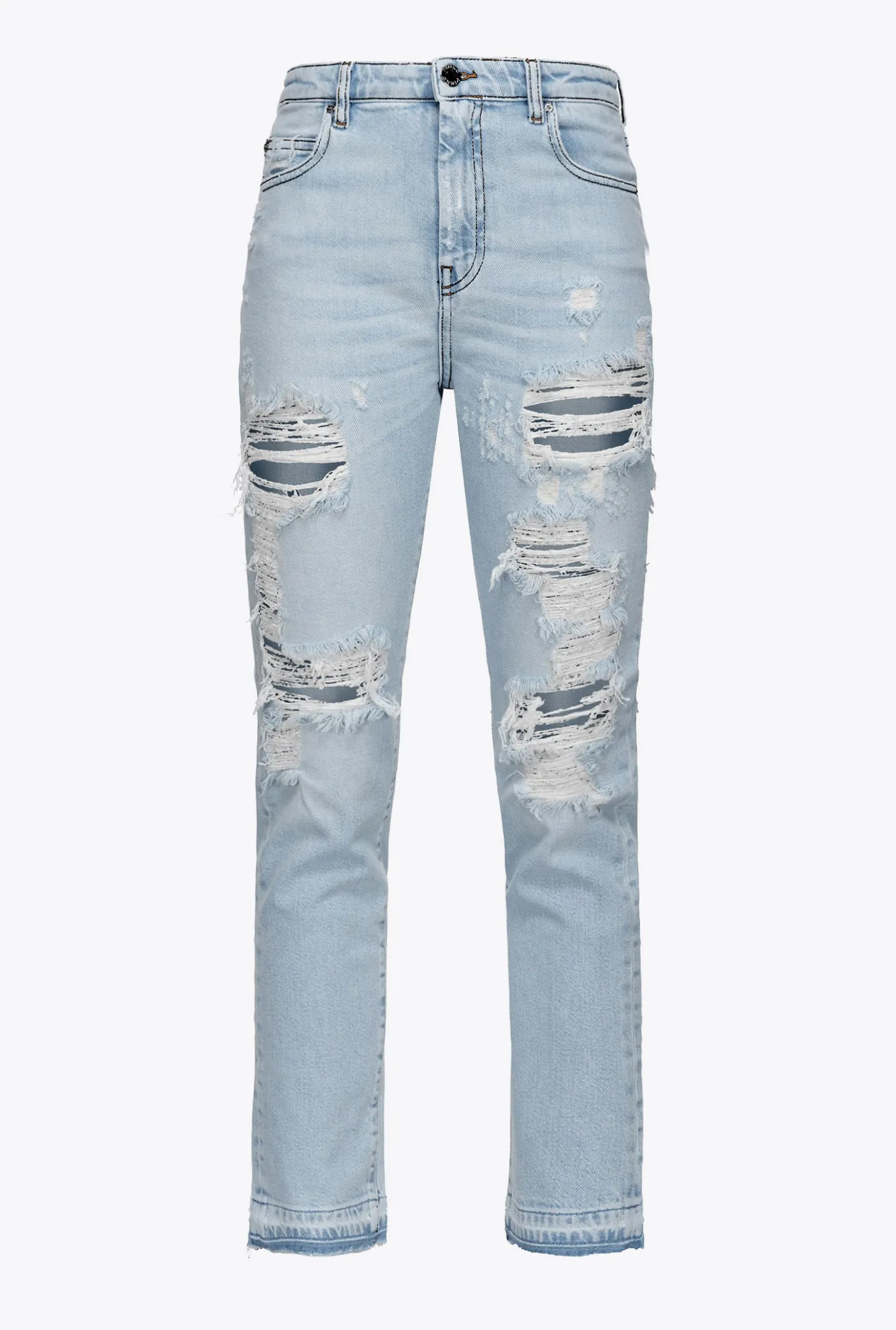 Jeans|PINKO Jean Slim Dechire Et Reprise En Denim Delavage Clair