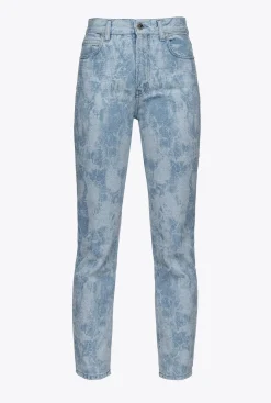 Jeans|PINKO Jean Slim Effet Marbre A Strass Blanc/Azur