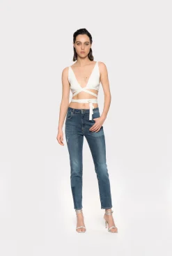 Jeans|PINKO Jean Slim Patchs Laser Delavage Moyen