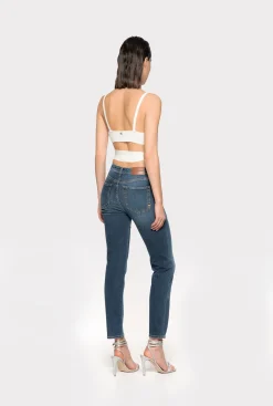 Jeans|PINKO Jean Slim Patchs Laser Delavage Moyen