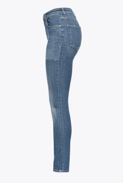 Jeans|PINKO Jean Slim Patchs Laser Delavage Moyen